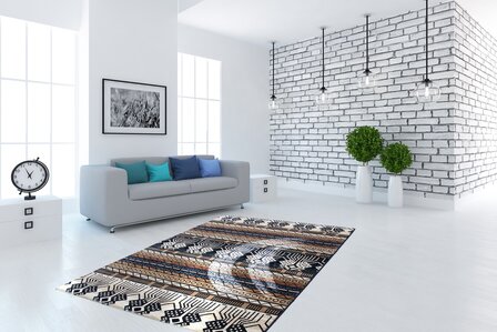 Blauw Oosters vloerkleed, tapijt of karpet Orienta  